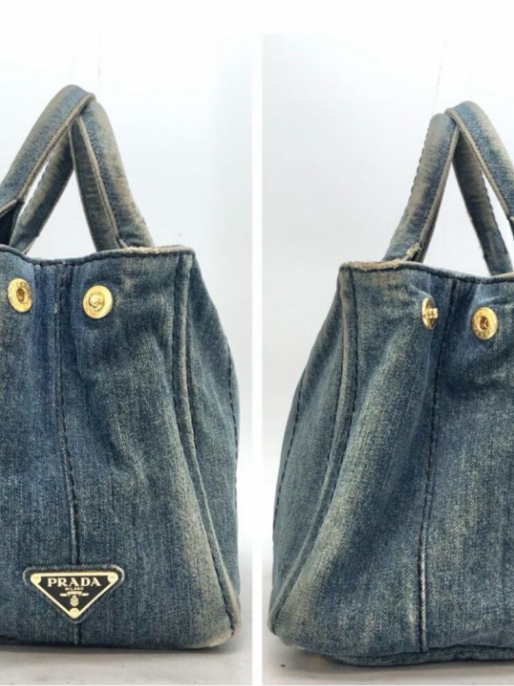 Prada Canapa Tote Vintage Denim Blue - Picture 8 of 15